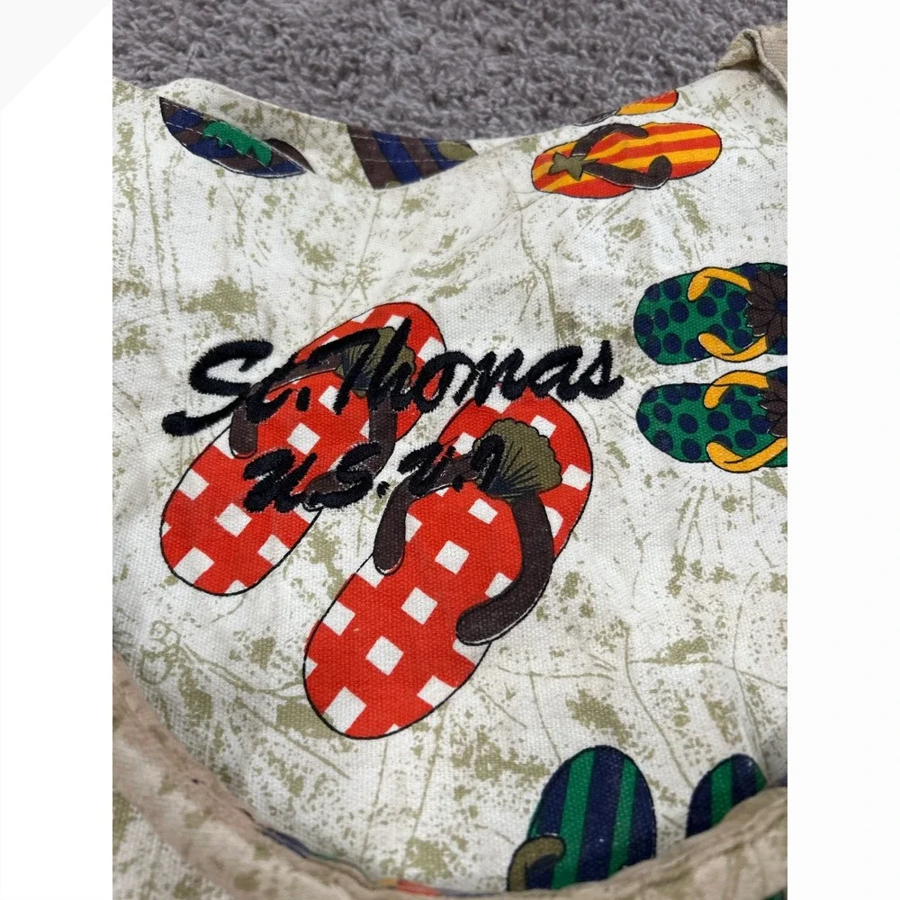 St. Thomas USVI Flip Flop Print Tote Bag with Matching Zipper Pouch‎